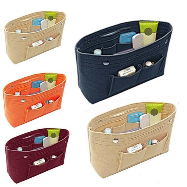 

women multi-pocket cosmetic bags insert handbag organiser purse large liner tidy organizer bag portable travel make up & cases