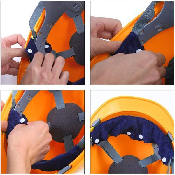 

sweatband 2pcs safty helmet hard hat replacment safety outdoor tool soft worker snap-on type sweat band accessories work place, Yellow;black