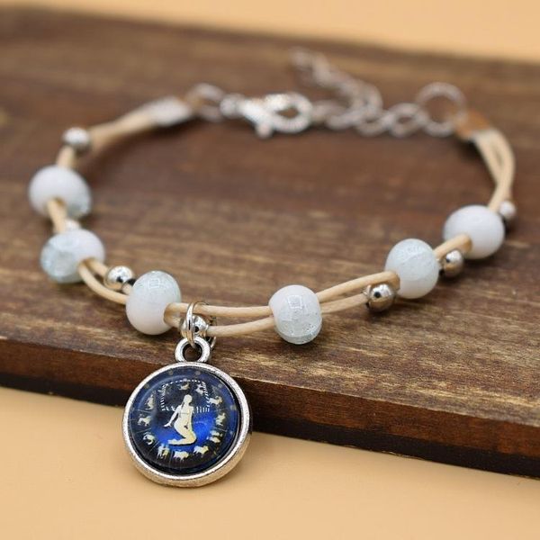 

charm bracelets 1pc constellation bracelet time gem glass ball weaving small fresh jewelry gift, Golden;silver