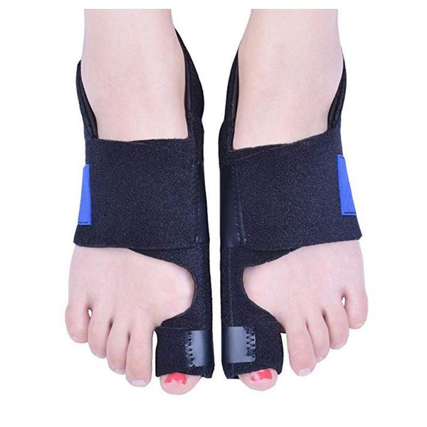 

ankle support 1 pair adjustable foot toe protectors brace iinner aluminum strip thumb valgus corrector splint correction tool, Blue;black