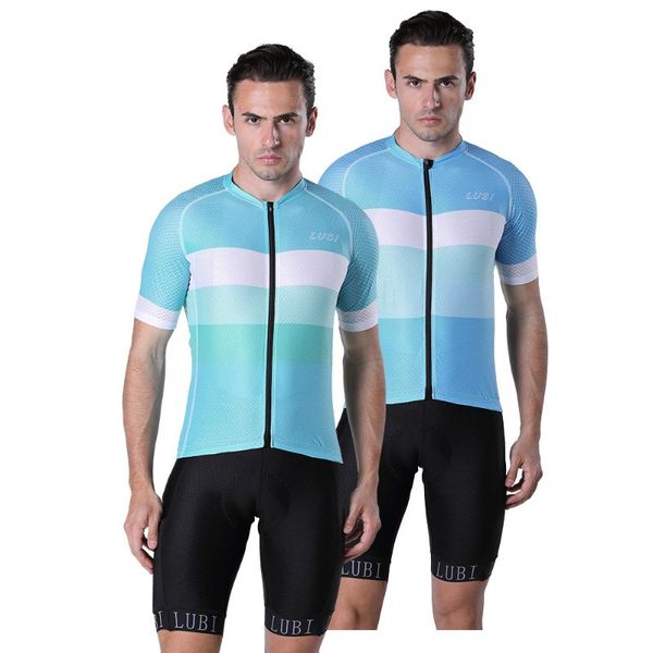 

racing sets lubi blue cycling jersey set men bib shorts kit suit clothing mtb clothes wear bicycle bike italian sponge pad for long ride, Black;blue