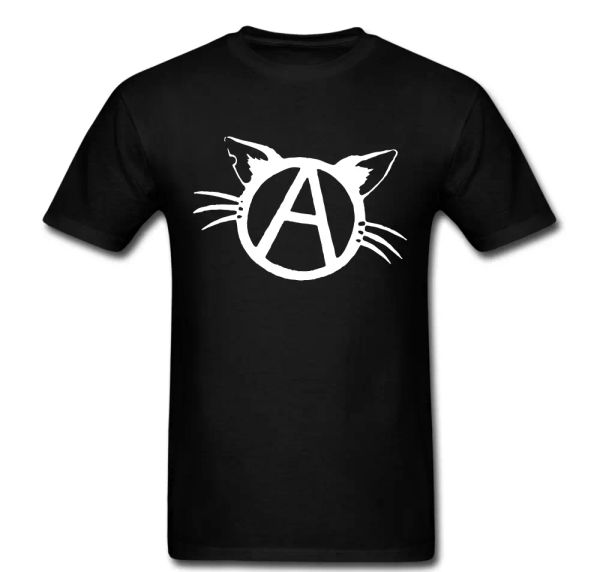

anarchy peace love heart cat whisker revolution anarchy anarchist revolt t-shirt, White;black