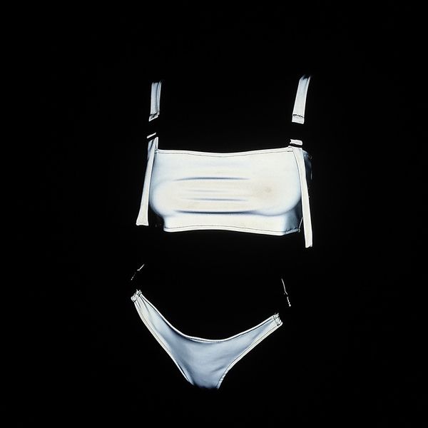

bag 2021 colorful reflective buckle bikini ins split swimsuit, White;black