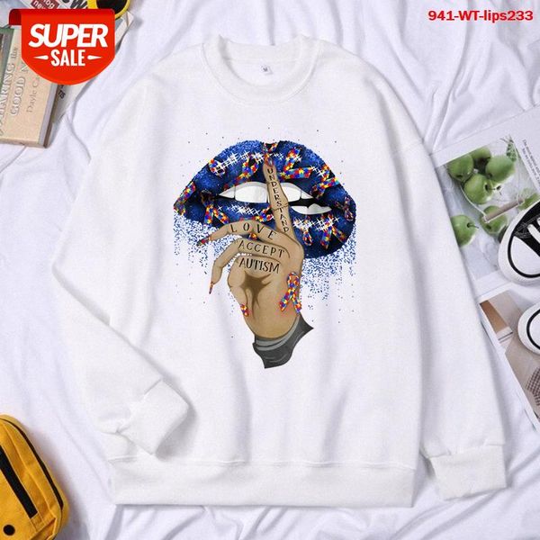 

lips pattern heat transfer black round neck sweater sports collarless daily casual plus velvet pullover #ff17