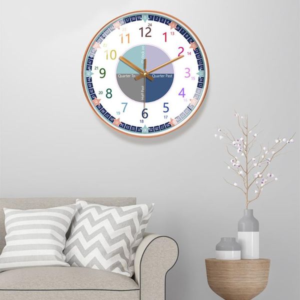 

desk & table clocks cartoon rocket simple wall clock sticker for children room kindergarten home decoration decals diy creative pendulum wat