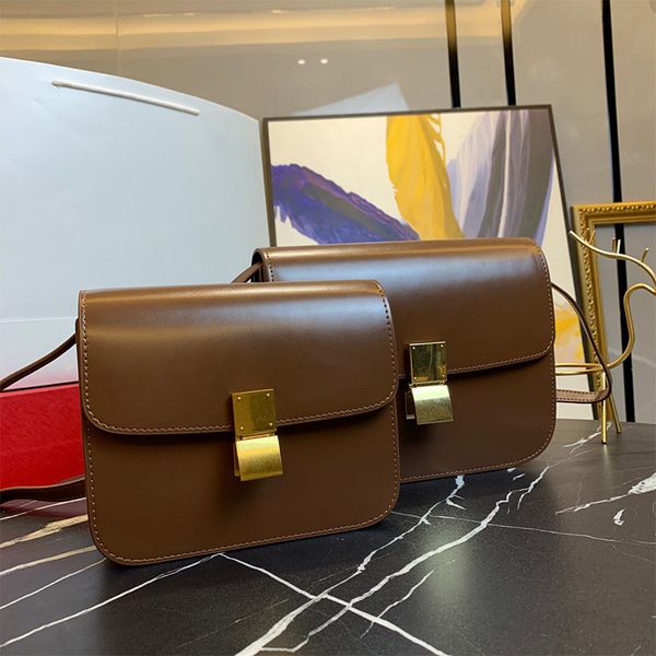 

designer high-quality women's diagonal bags retro classic shoulder bag brass tower buckle