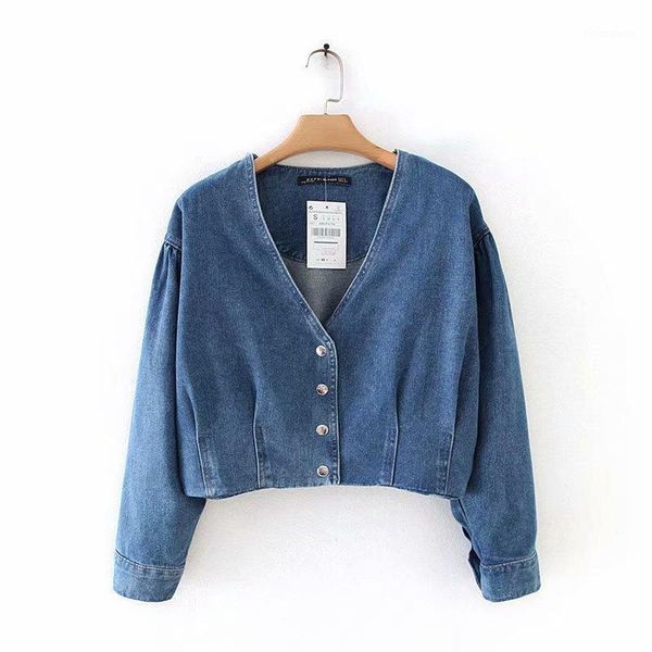 

women's jackets 19 xc0112-68 european and american wind v-neck plait brief paragraph ms cowboy coat, Black;brown