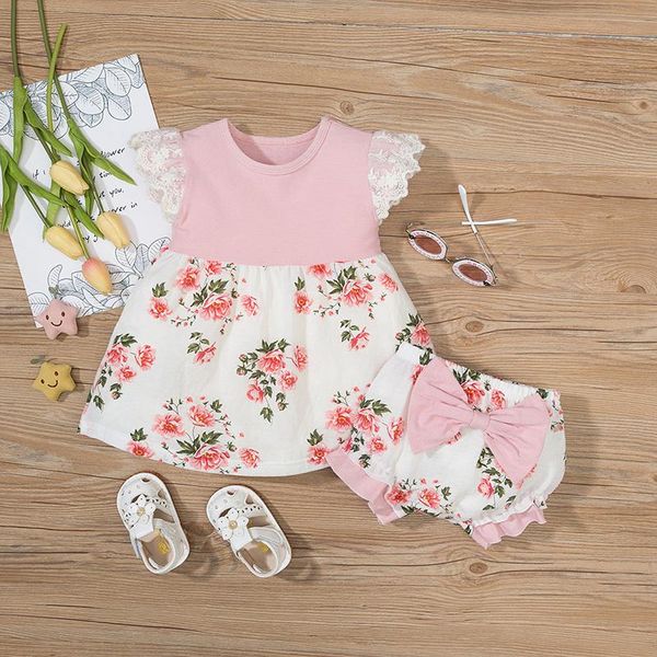 

clothing sets baby girls clothes set summer infant girl print cute suit t shirt +shorts 2pcs outfits born princess sweet, White