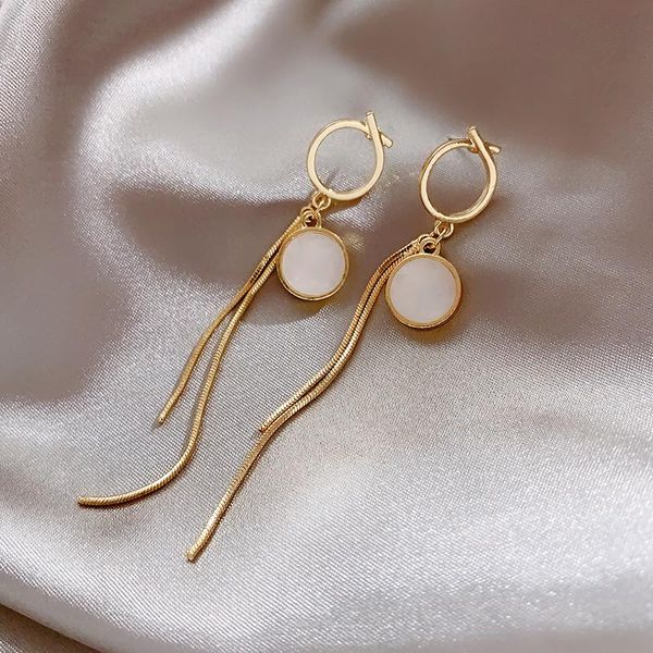 

dangle & chandelier 2021 trendy temperament long tassel earrings female net red simple exquisite elegant fashion stud, Silver