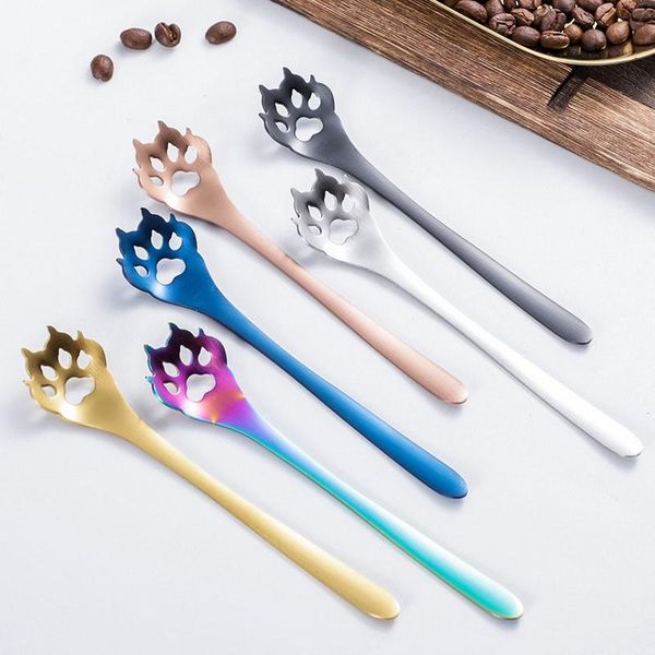

spoons norbi coffee spoon cute dog claw stirring 304 stainless steel long handle tea kitchen supplies dropship 2021