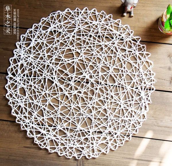 

white straw cut-out mat meal po prop hand woven cup zakka groceries