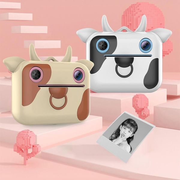 

digital cameras 2400w mp kids instant print camera toy children cartoon selfie with paper 2.0 inch ips screen toddler