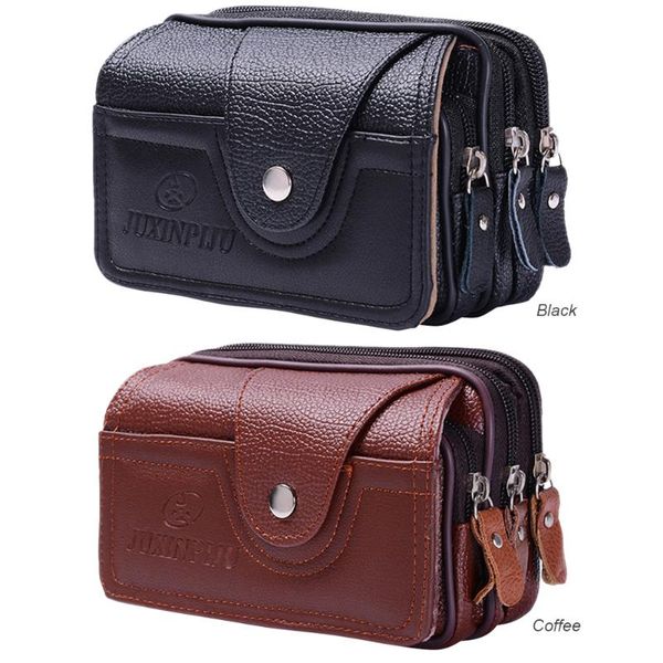 

waist bags delicate old men phone purse classic texture creative design pu leather business solid color fanny belt pouch case