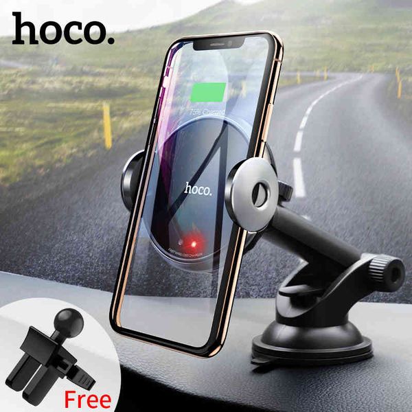 

hoco qi wireless stand automatic infrared clip air vent mount car phone holder 15w fast charger for iphone xs max xr