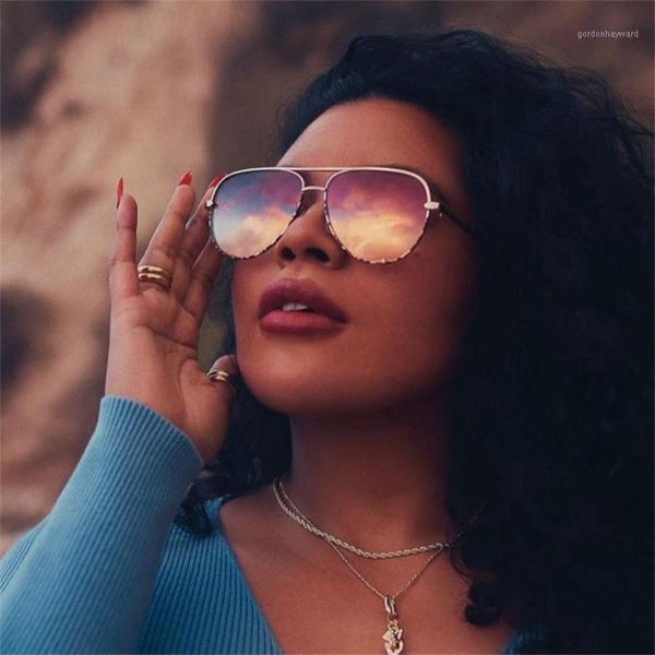 

vintage oversized metal pilot sunglasses women men brand designer pink mirror sun glasses two-tone frame sunnies eyewear, White;black