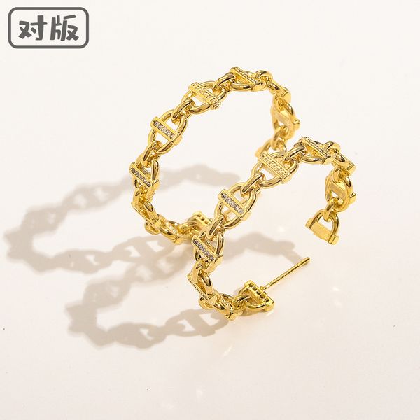 

charms earrings 925 silver needle d home letter di cd exaggerated big brass zircon real gold plated female, Golden