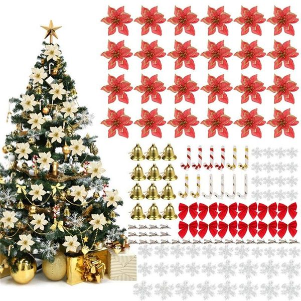 

christmas decorations faroot 120pcs creative diy tree decoration set delicate fake flower snowflake bell cane ornament for house party decor