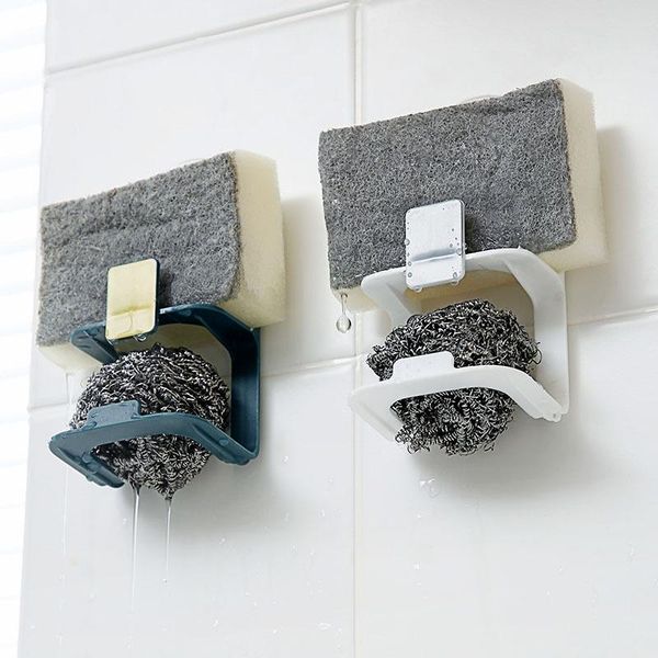 

kitchen storage & organization 1pcs bathroom sponges holder double-layer drain drying rack adhesive sink tool organizer gadgets