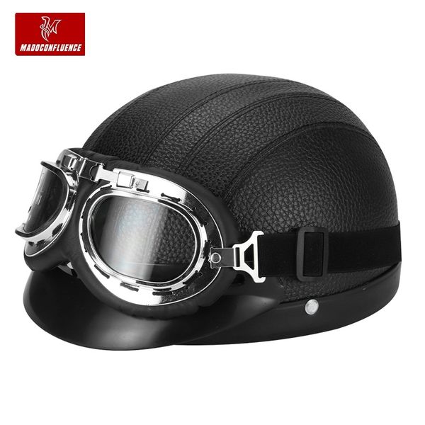 

motorcycle, electric vehicle, harley pu leather helmet, motorcycle with goggles, men and women riding sun shading, four seasons half helmet