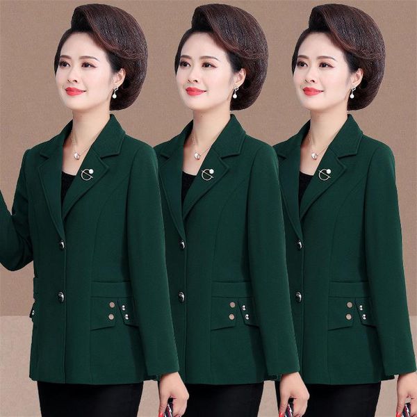 

middle aged women autumn elegant style suit coat female fashion long sleeve blazers ladies loose and comfortable blazer z40 women's sui, White;black
