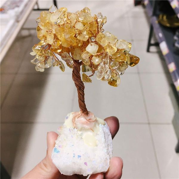 

decorative objects & figurines natural crystal tree citrine lucky decoration mineral stone feng shui ornament home decor christmas gift