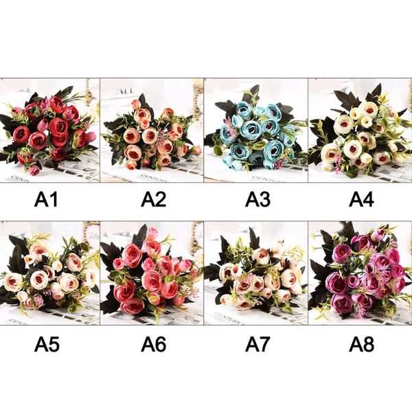 

decorative flowers & wreaths 8 heads bouquet elegant fake flower artificial peony silk home wedding party decor colorfull rose buds