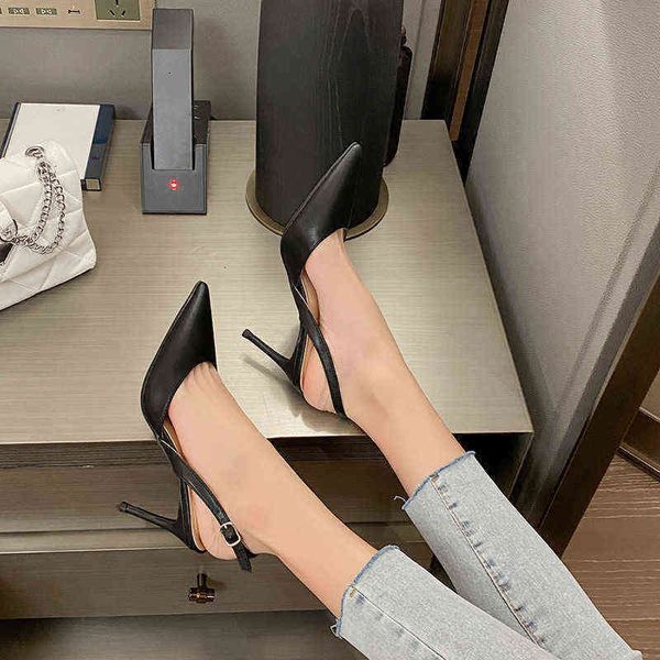 

kuku2021 autumn baotou women's sandals thin heel pointed korean fashion back empty high heels