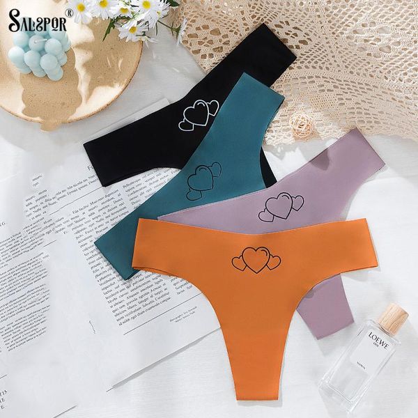 

women's panties salspor ice silk thongs seamless g-strings low-waist cotton brief solid comfortable underwear, Black;pink