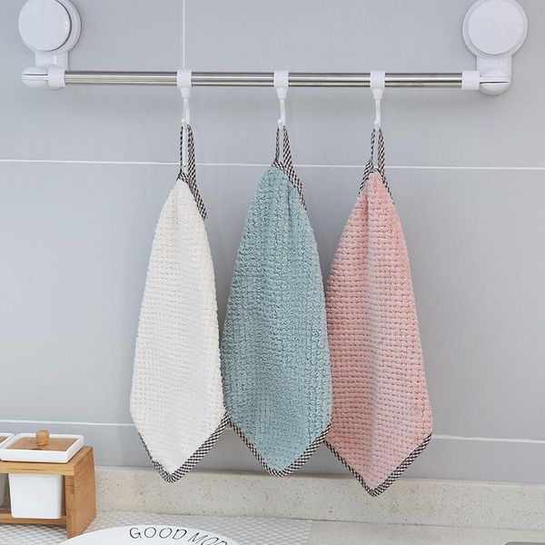 

towel hanging coral fleece hand rag kitchen cleaning lint-absorbent dish cloth