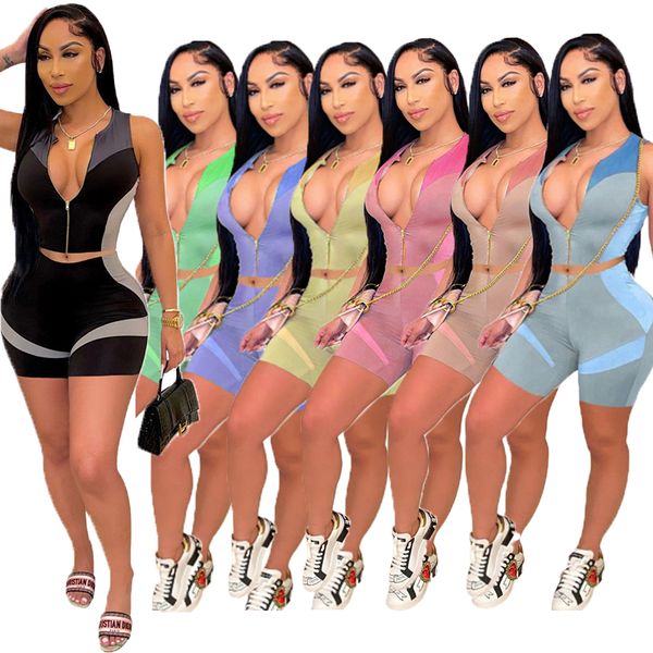 

women's tracksuits bulk items wholesale lot casual outfits two piece set fashion print sport sleeveless shorts tracksuit women clothes, Gray