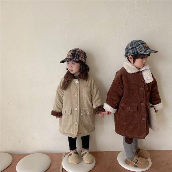 

jackets girls baby's kids coat jacket outwear 2021 beautiful warm plus velvet thicken winter autumn buttonsÂ school fleece children&#039, Blue;gray