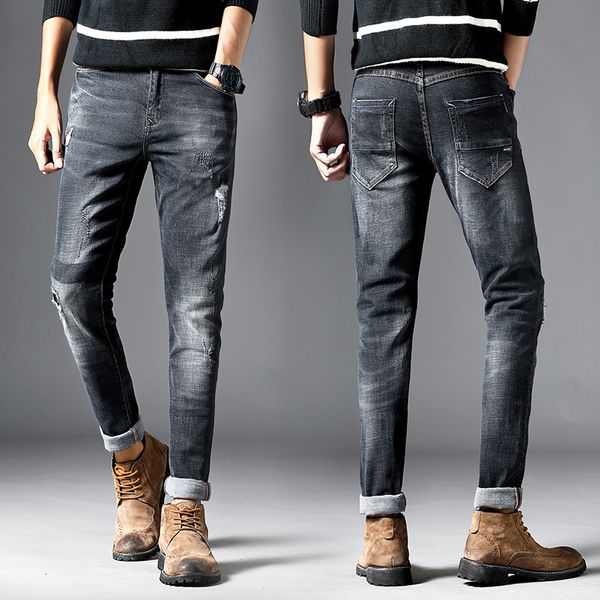 

men's jeans men's ny men classic pantalones hombre ripped biker masculino denim overalls mens pants uomo stretch military w8aa, Blue