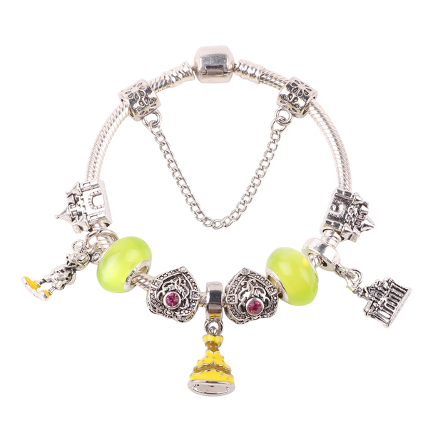 

link, chain silver color castle love charm base snake fine bracelet fit europe for women diy jewelry gifts, Black