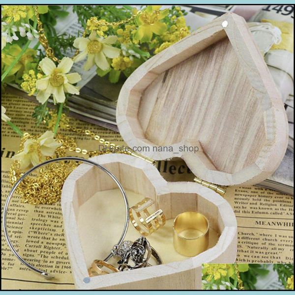 Schmuckschatullen Verpackung Display Aufbewahrungsbox Herzform Holz Hochzeitsgeschenk Make-up Kosmetik Ohrringe Ring Schreibtisch Rangement Make-up Holz Orga