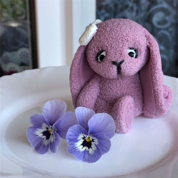 Przy 3D Kalıplar Tavşan Bunny Silikon Sabun Kalıp Kek Dekorasyon Aracı Hayvan Mum Kalıpları DIY Craft Reçine Kil Pişirme Araçları 210721