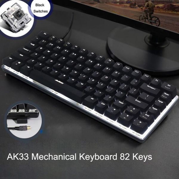 

ak33 mechanical keyboard blue black switch 82-keys men backlit gaming 2021 for pc lapkeyboards