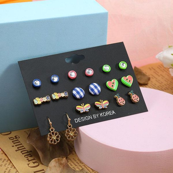 

stud butterfly dripping oil insect alloy korean version cute simple set earrings female fashion jewelry holiday gifts wholesale, Golden;silver