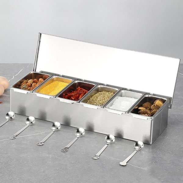 

storage bottles & jars 304 stainless steel seasoning box large capacity household tank restaurant chef with lid