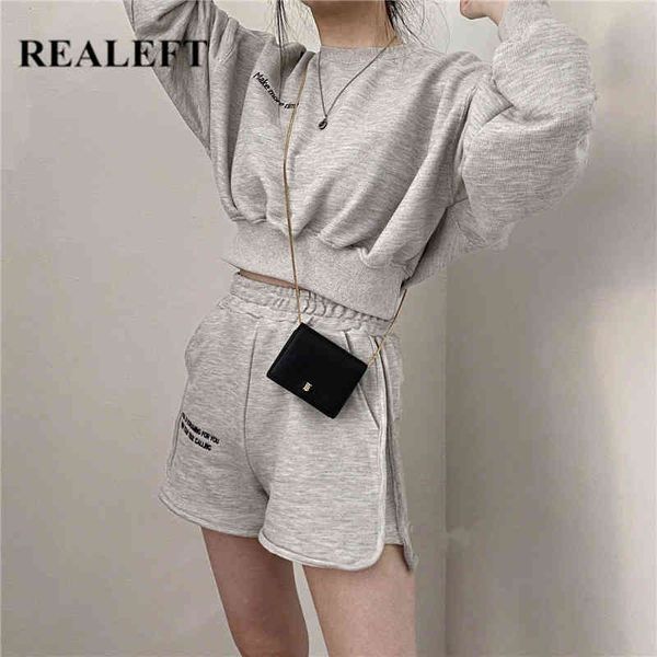 

autumn tracksuits womens two peices sets leisure outfits short sweatshirts high waist fashionable shorts suits 210428, White