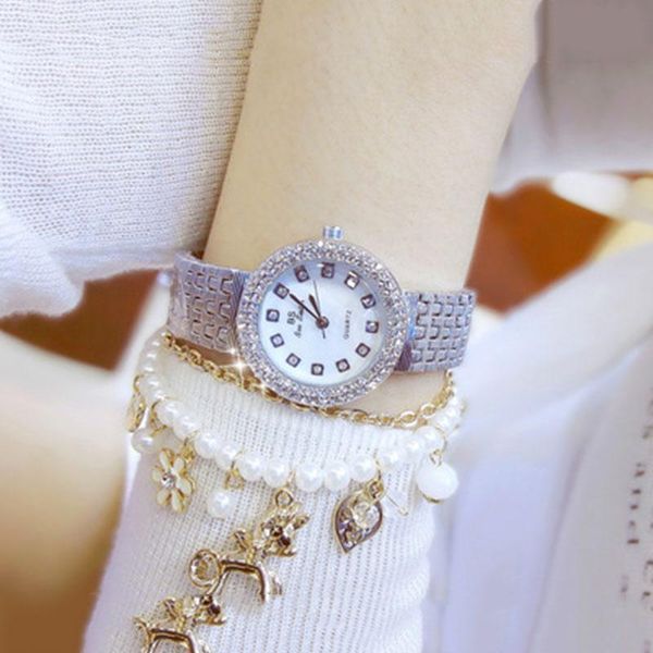 

wristwatches fashion ladies watches rhinestone women's wrist diamond woman watch waterproof sliver for women, Slivery;brown
