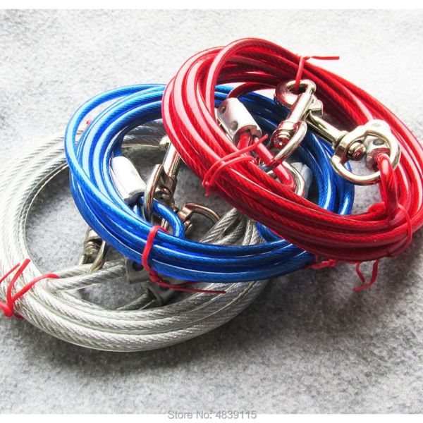 

dog collars & leashes 10pcs/lot strong steel pope pet leash for large dogs with 2 buckles wholesale