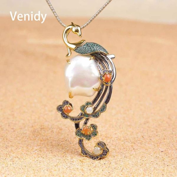 

lockets venidy baroque vintage pearls pendant fine jewelry for women bridal classic tourmaline jade pearl, Silver