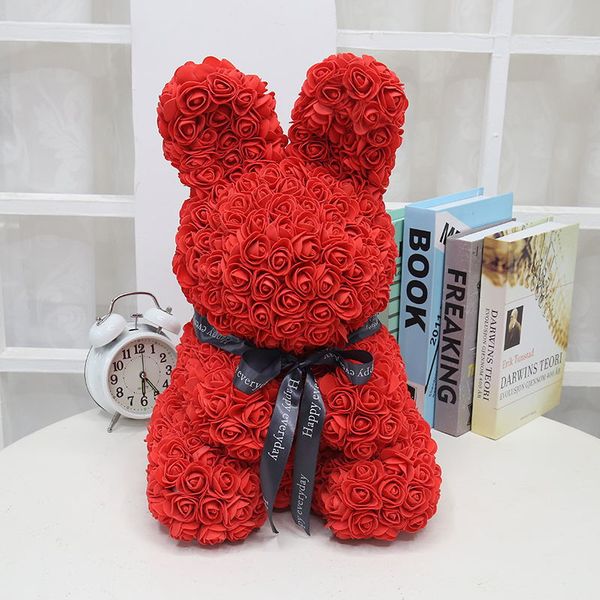 

new rabbit and dog rose soap foam flower artificial new year gifts for women valentines gift no box