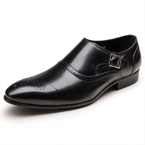 

dress shoes mazefeng big size 38-48 men casual gentlemen split leather formal business style slip on, Black