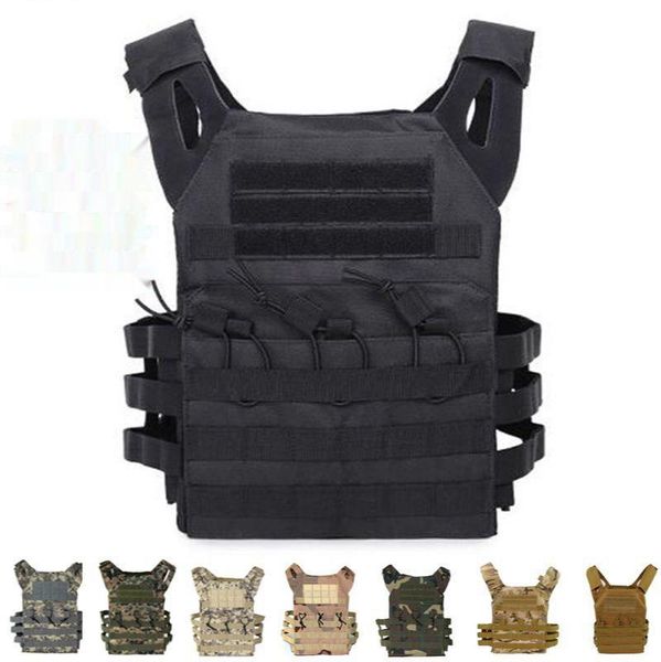 

hunting jackets lightweight jpc tactical vest multifunctional outdoor camouflage combat field, Camo;black
