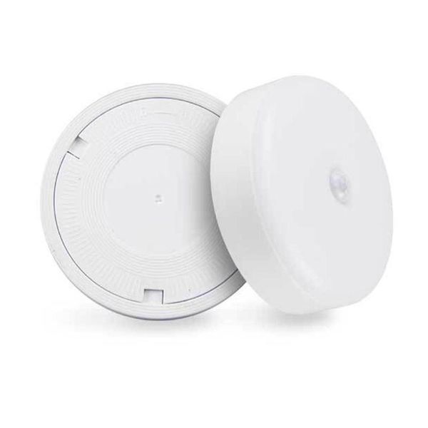 

emergency lights adhesive led night lamp plastic round white light human body induction sensor lighting for corridor basement