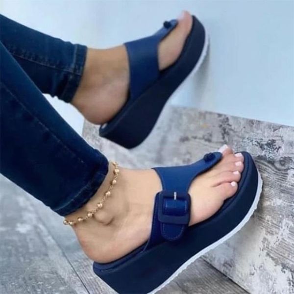

slippers 2021 summer women slipper buckle decoration beach sandals female wedge shoes lady bath home outdoor fashion flip-flops, Black