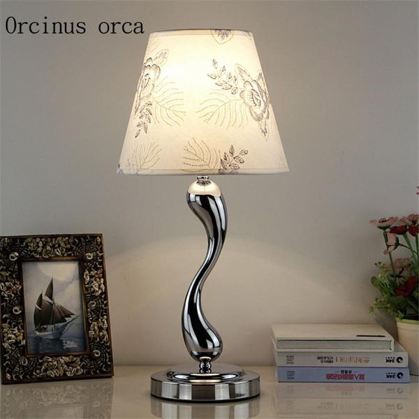 

table lamps simple modern stainless steel wire drawing led creative personality warm bedroom lamp bedside