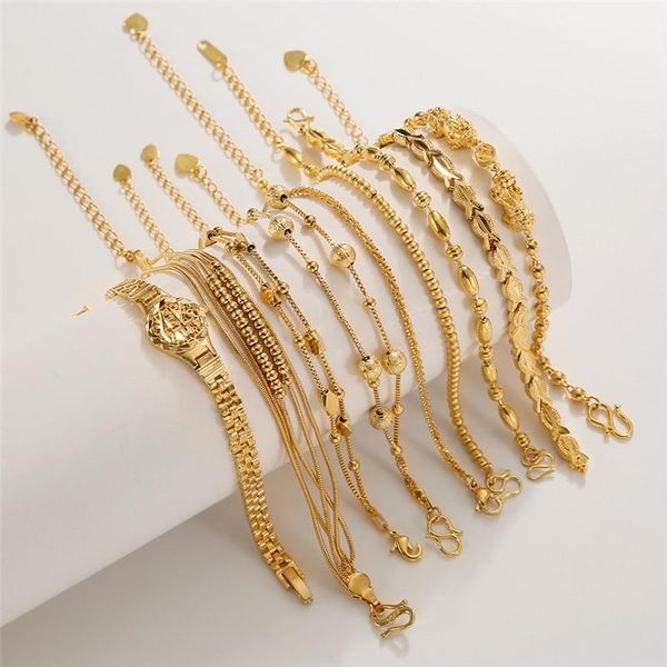 

link, chain fashion gold plated bracelets bangle for women multi-style golden beads pixiu gifts, Black