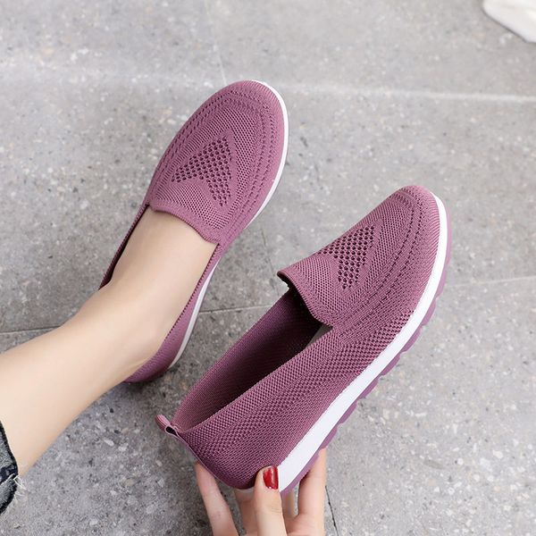 

shoe women casual light breathable summertime vulcanized mesh outdoors slide-in sock shoes plus size tennis98 68yi, Black